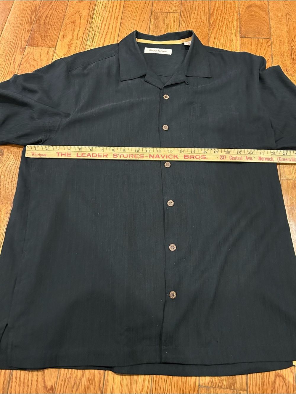 Tommy Bahama Shirt Button Embroidered Silk Black Third & Long Camp Men Large - Picture 9 of 9